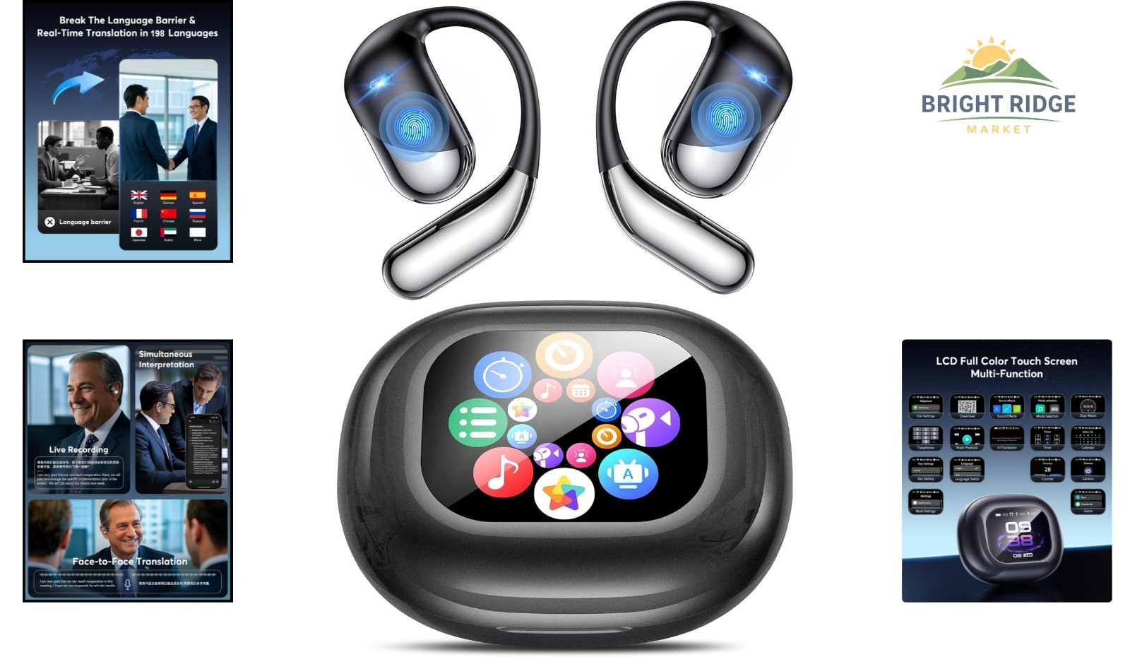 Wireless Translation Earbuds with Environmental Noise Cancellation, Hi-Fi Sound