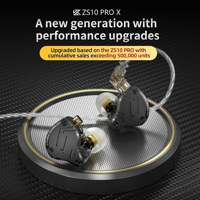 KZ ZS10 PRO X Upgraded 1DD+4BA Hybrid Driver HiFi IEMs In-Ear Monitors