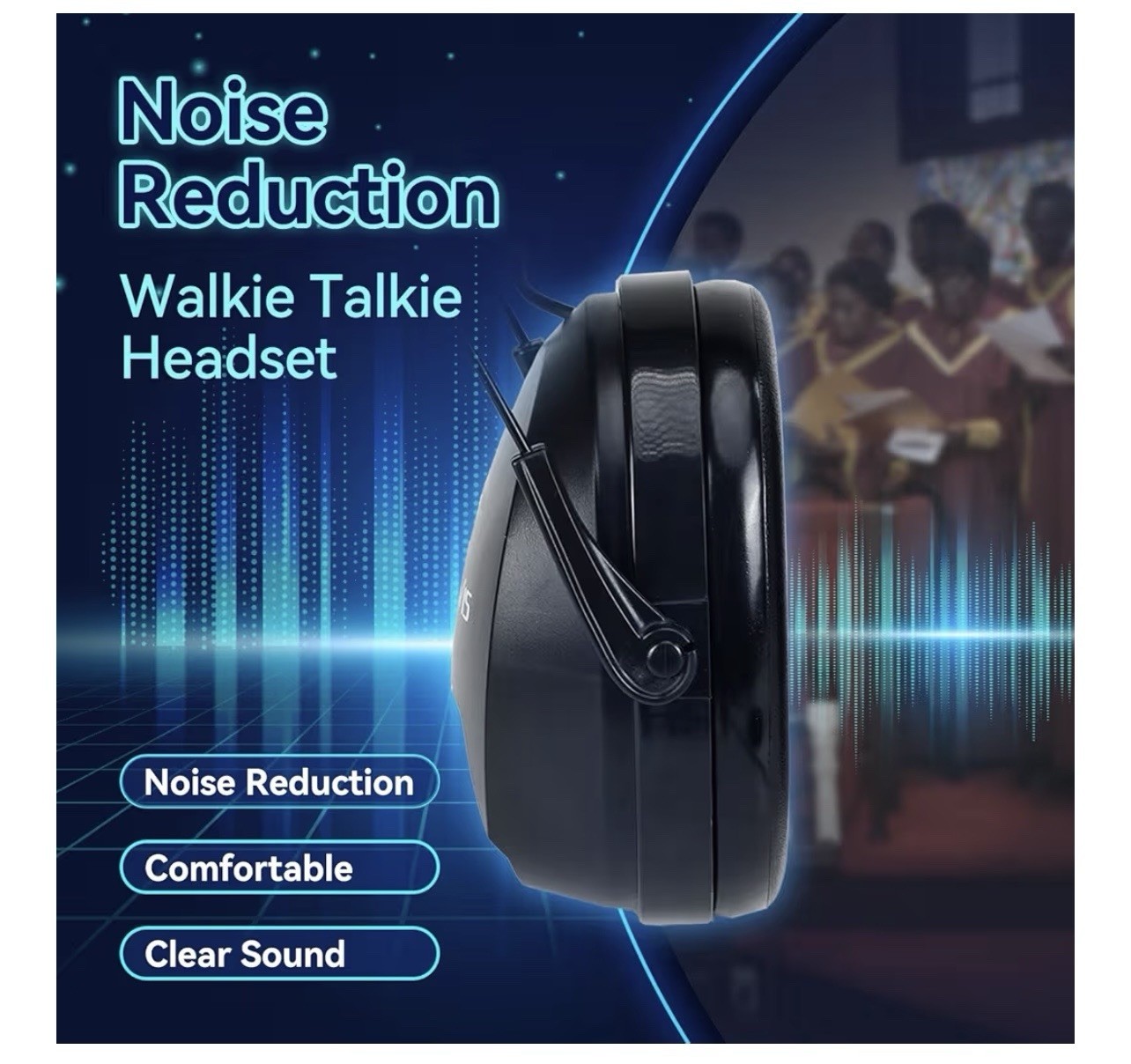 Retevis EHK012 Over-the-Head Noise Reduction Headset Kenwood 2Pin Headphones