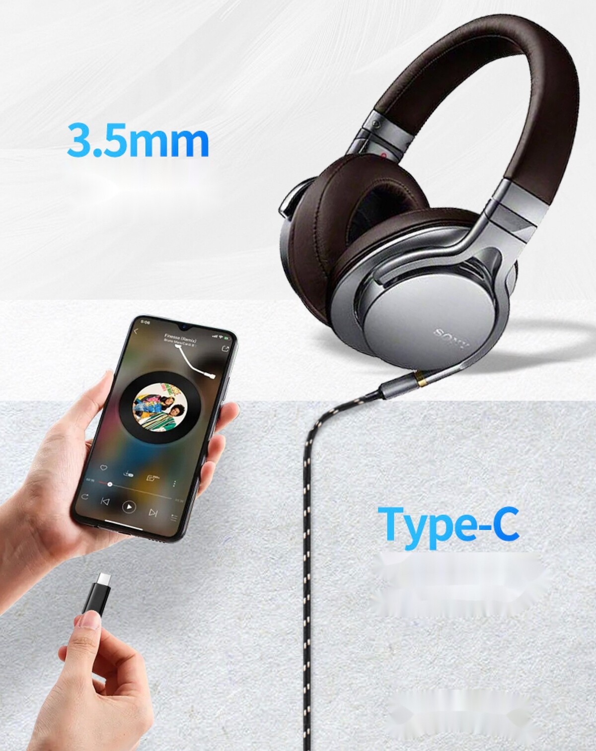 6N HiFi DAC Type C Cable For SONY ATH Philips B&O BEOPLAY Beats Monster Headset