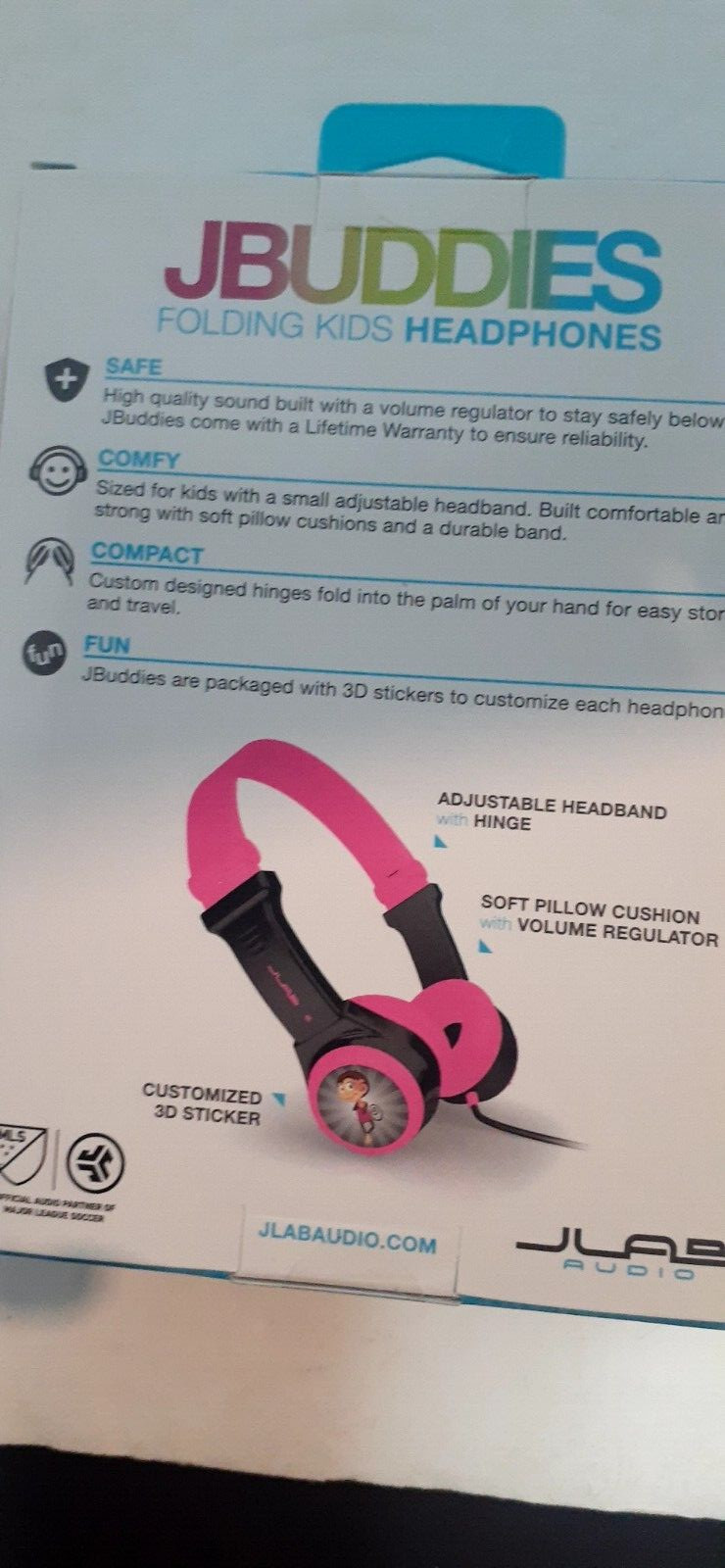 Headphones for kids Folding Kids Black/Pink Headphones 2-8 Years OldJLab JBuddie