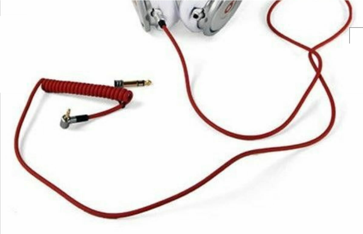 Audio Cable for Beats PRO DETOX. Coiled Cable with 3.5 & 6.5 mm Male Connector