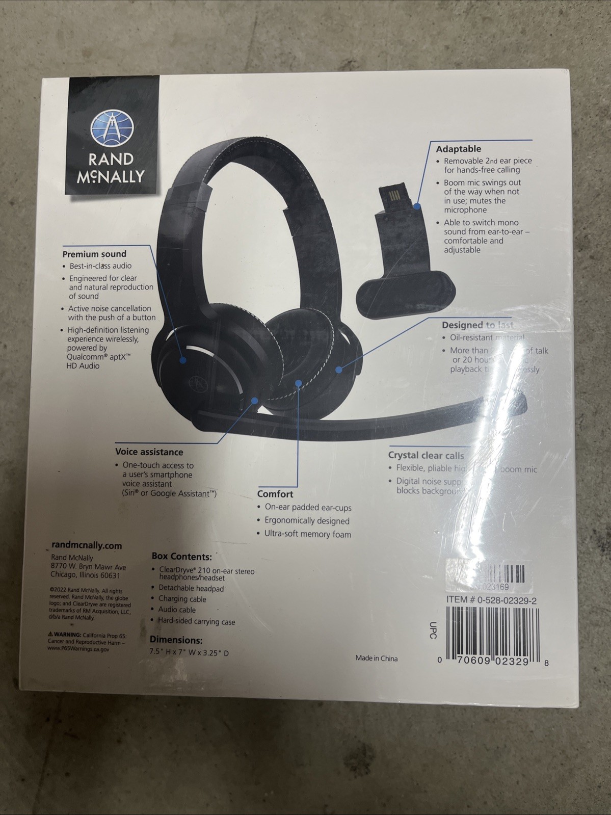 Rand McNally ClearDryve 210 Premium Convertible Noise-Cancelling Black Headset