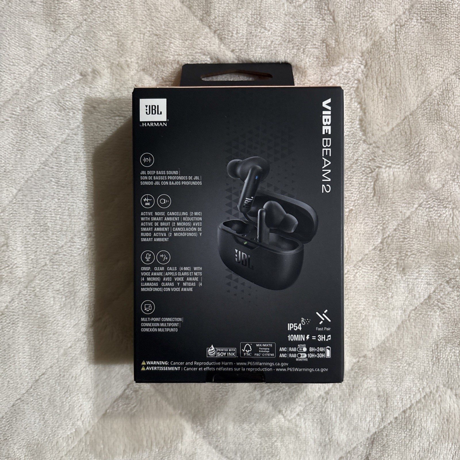 JBL Vibe Beam 2 True Wireless Bluetooth Noise Cancelling Earbuds (Black)