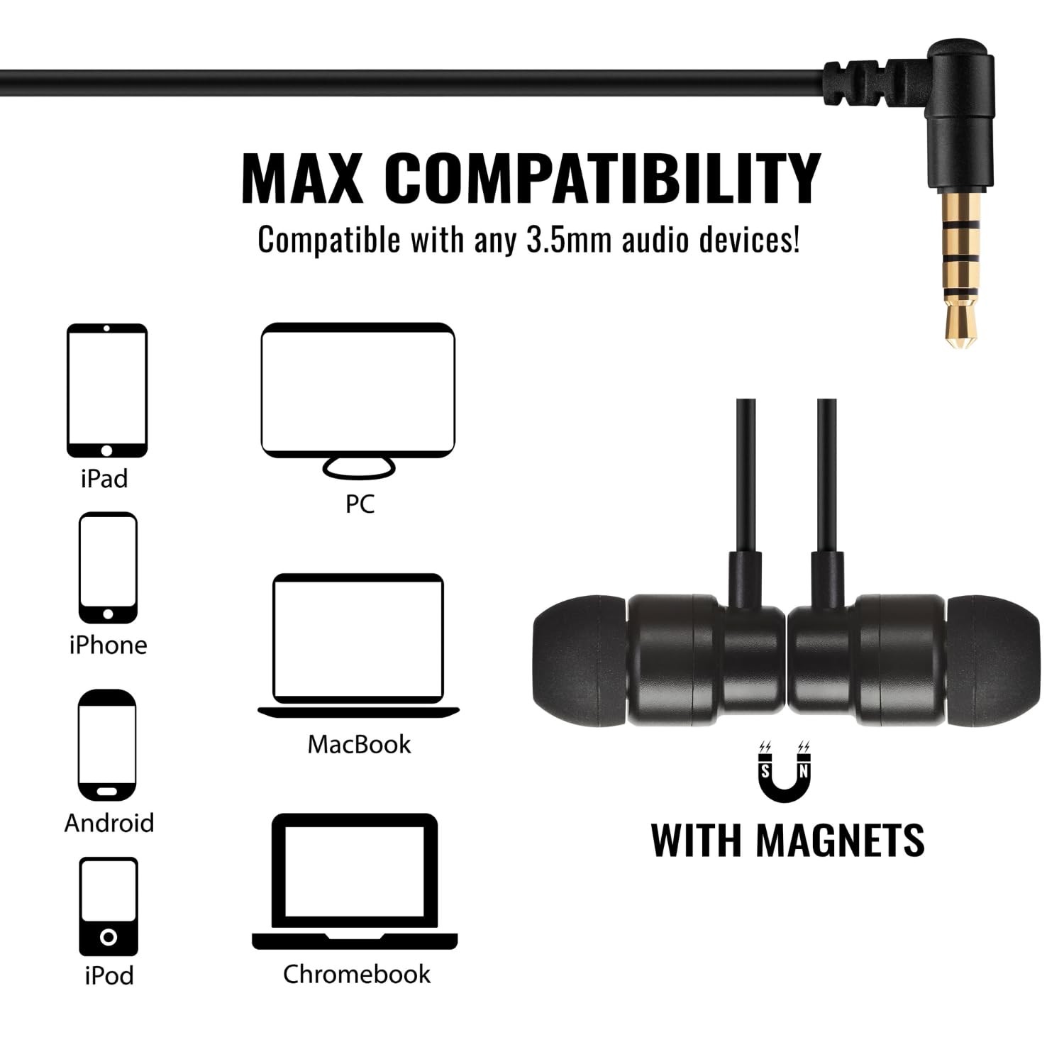 UliX Rider Wired Earbuds in-Ear Headphones, Earphones with PAQUET DE 1, Black
