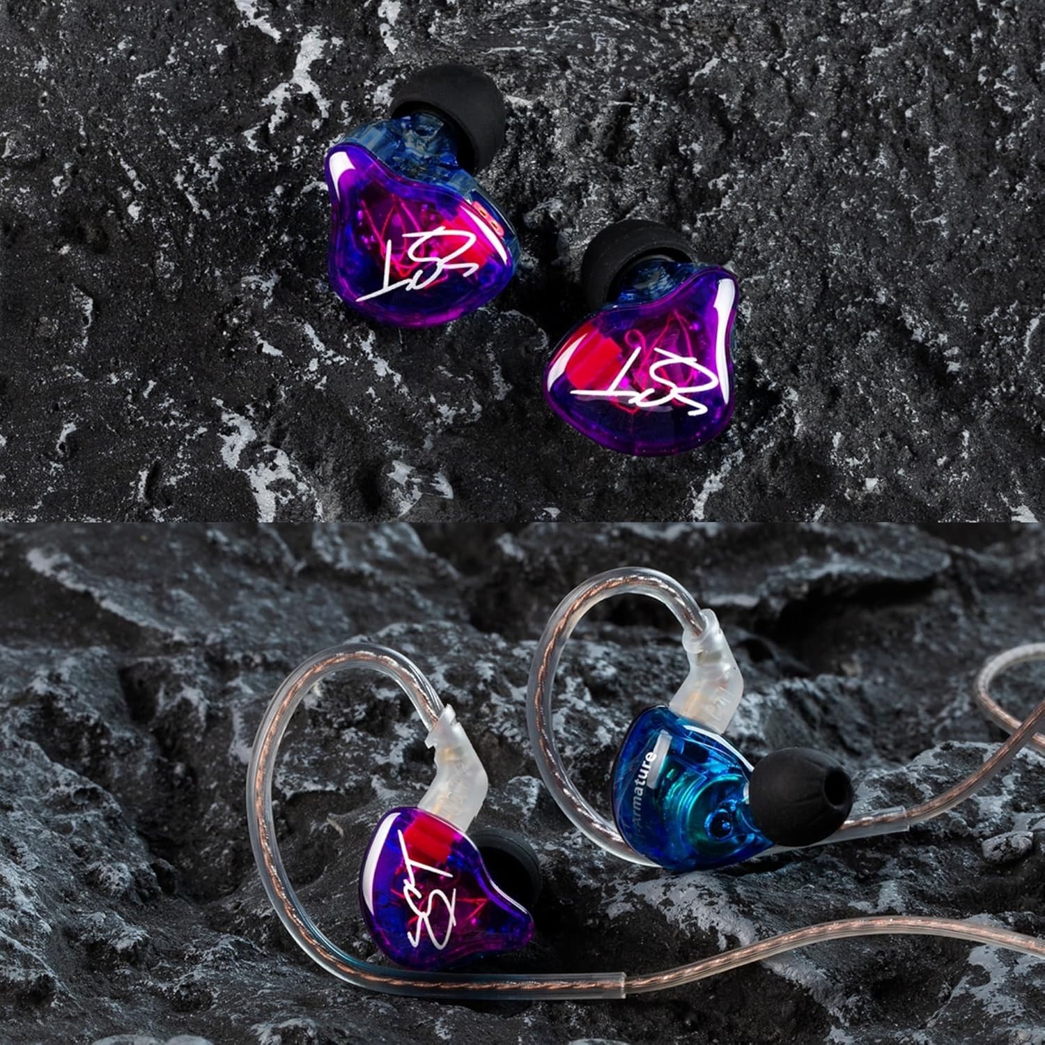 Comfort-Enhanced ZST 1BA+1DD IEM Headphones: Lightweight Sound Isolation, Black