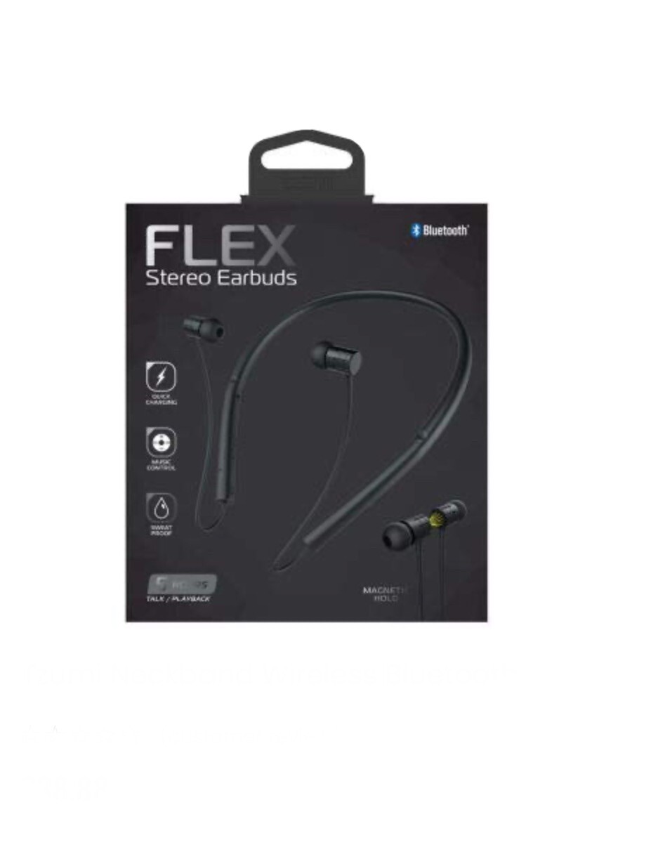 Tzumi Flex Stereo Earbuds Neckband Black( Bluetooth)