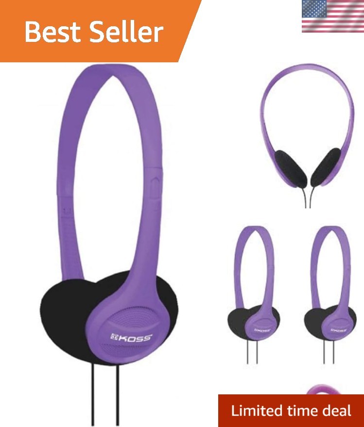 Adjustable Violet On-Ear Headphones – Portable Audio Experience with 3.5mm Jack