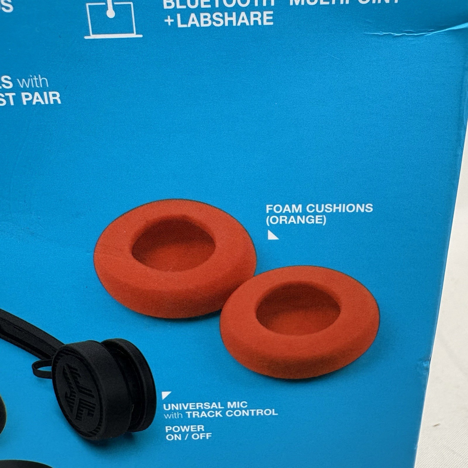 JLab Rewind 2 Wireless Retro Headphones Mic Black Orange Multipoint BT USB NEW