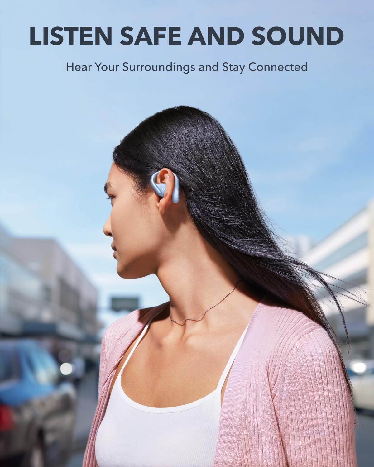 Soundcore AeroFit Open-Ear Headphones Snug Fit Ear Hook Earbuds Waterproof 4Mics