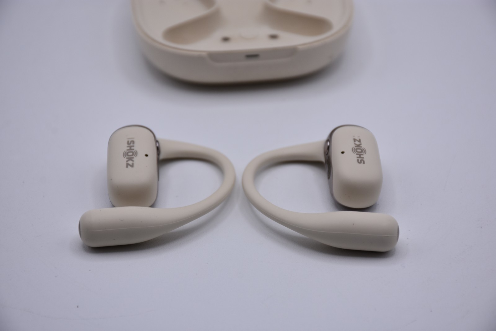 Shokz OpenFit 2 True Wireless Open-Ear Earbuds Beige with Charging Case