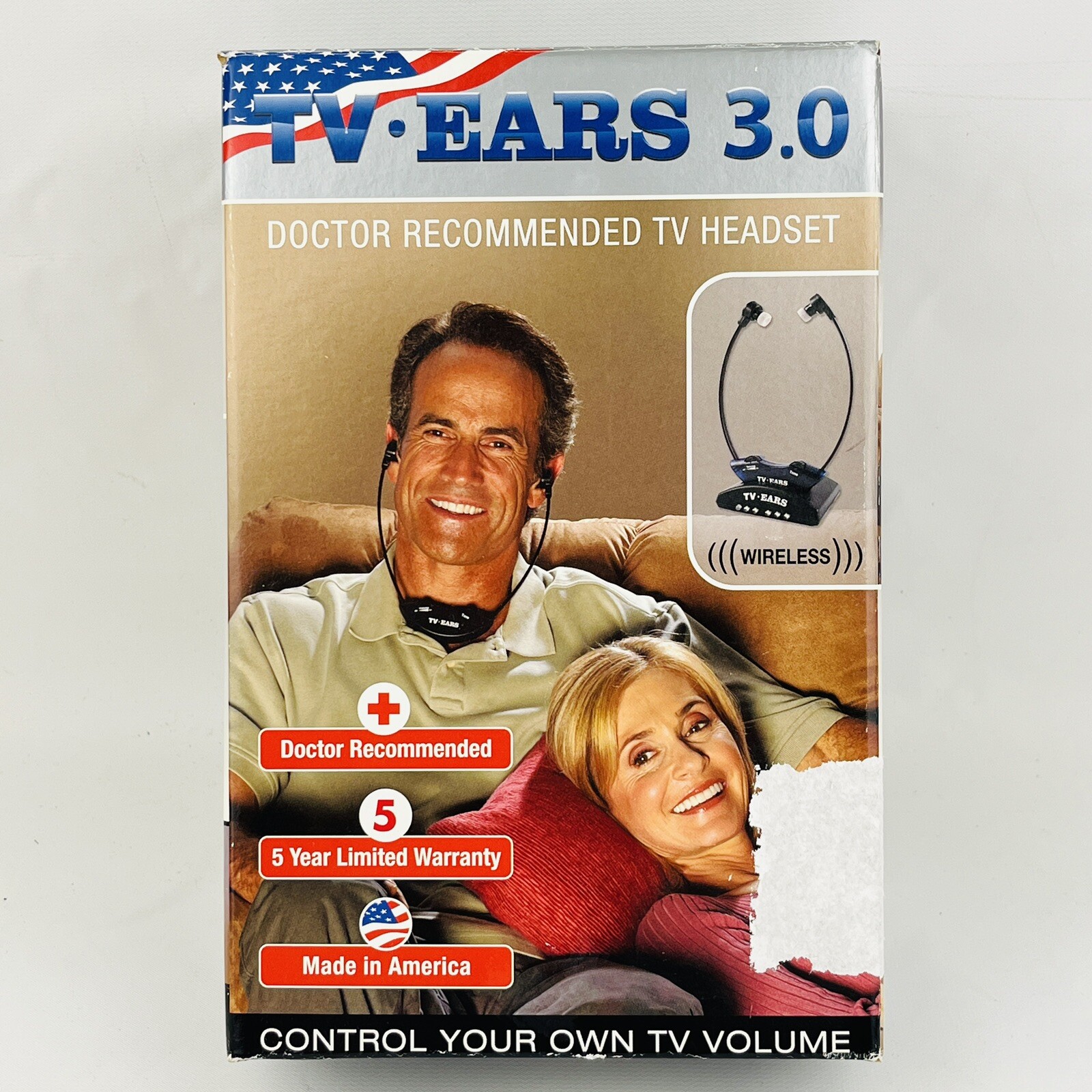 TV Ears 3.0 Wireless Headset & 10 Replacement Ear Tips Amplifies Clarifies