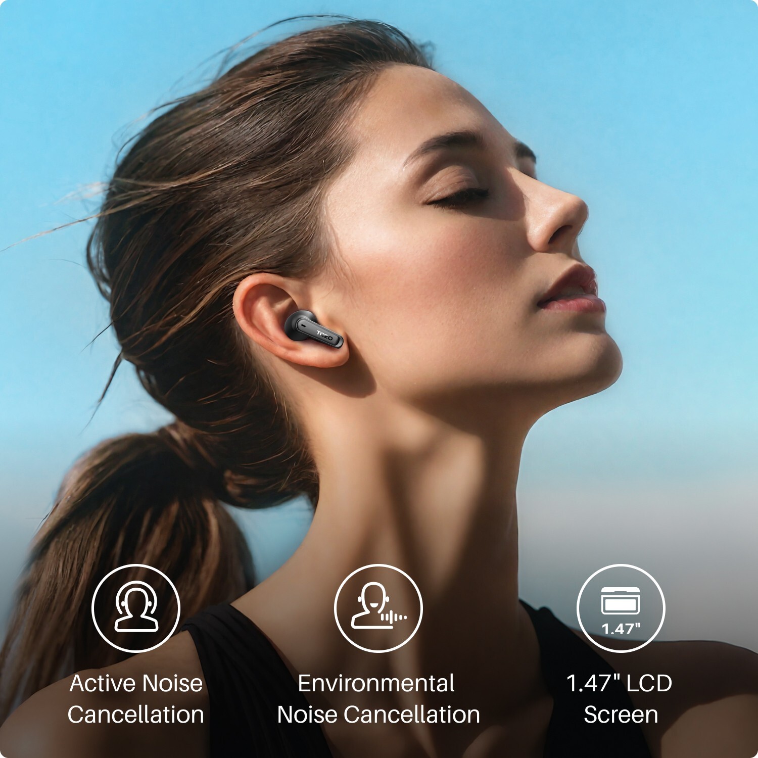 TOZO Touch Screen Wireless Earbuds ENC ANC Active Noise Canceling Bluetooth 5.4