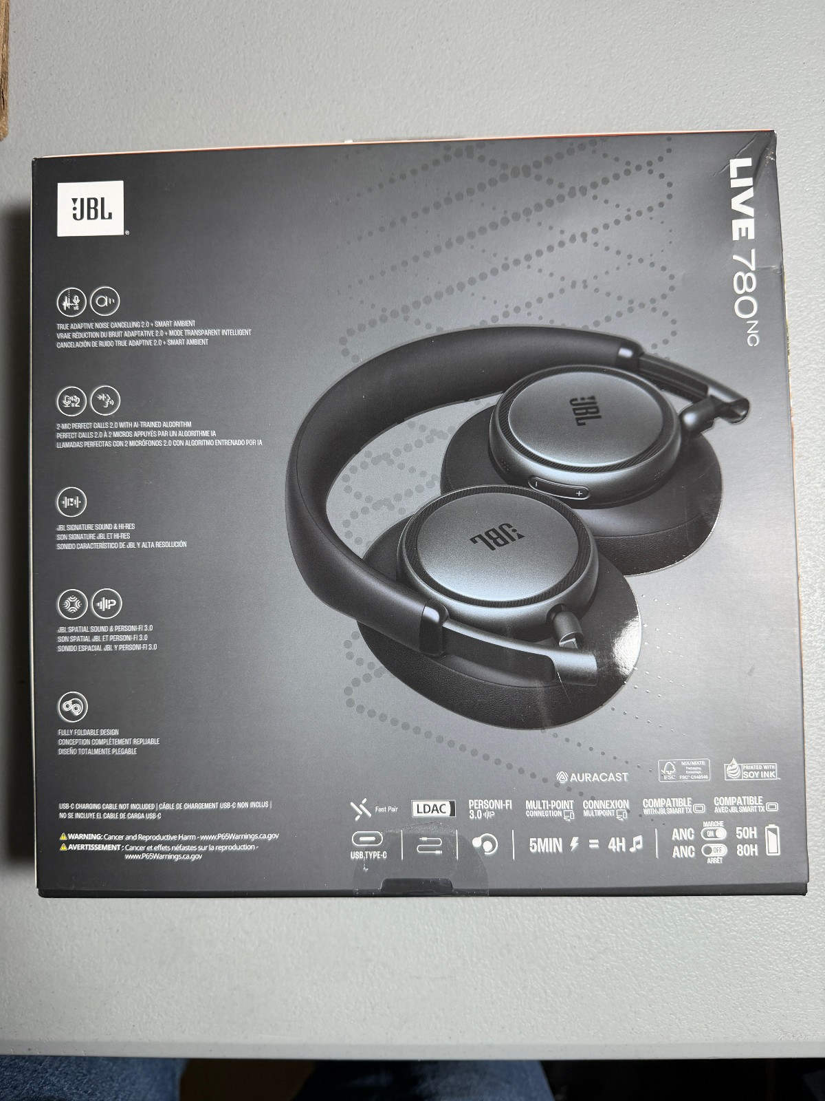 NEW JBL Live 780NC Wireless Over-Ear Adaptive Noise Cancelling Headphones