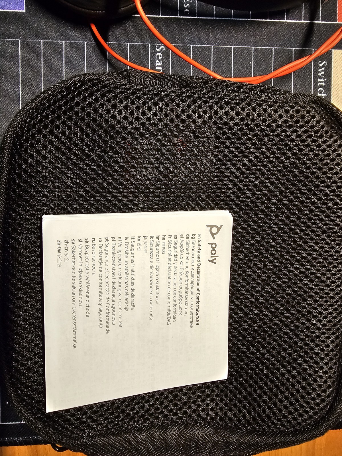 Poly Quick Start Blackwire 5200, Red and Black Headphones With Carrying Pouch