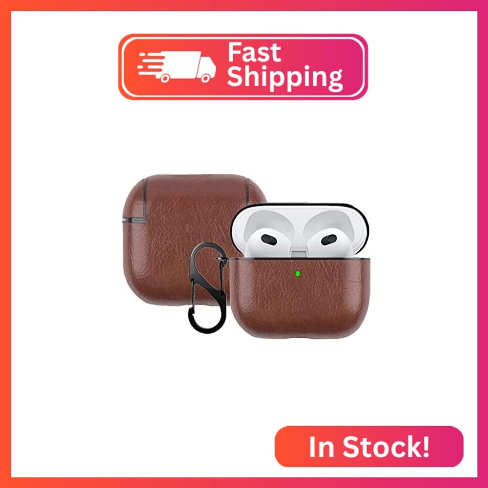 YQG 2021 Leather Case Compatible with AirPods 3rd Generation, Fully-Wrapped Port