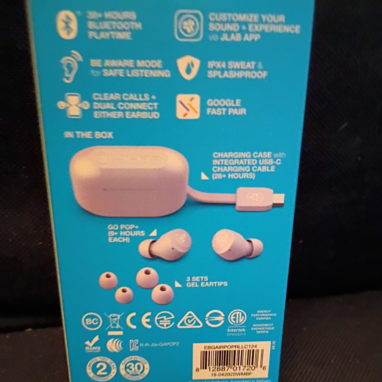 JLab GO Air POP True Wireless In-Ear Headphones – Purple (EBGAIRPOPRLLC124)