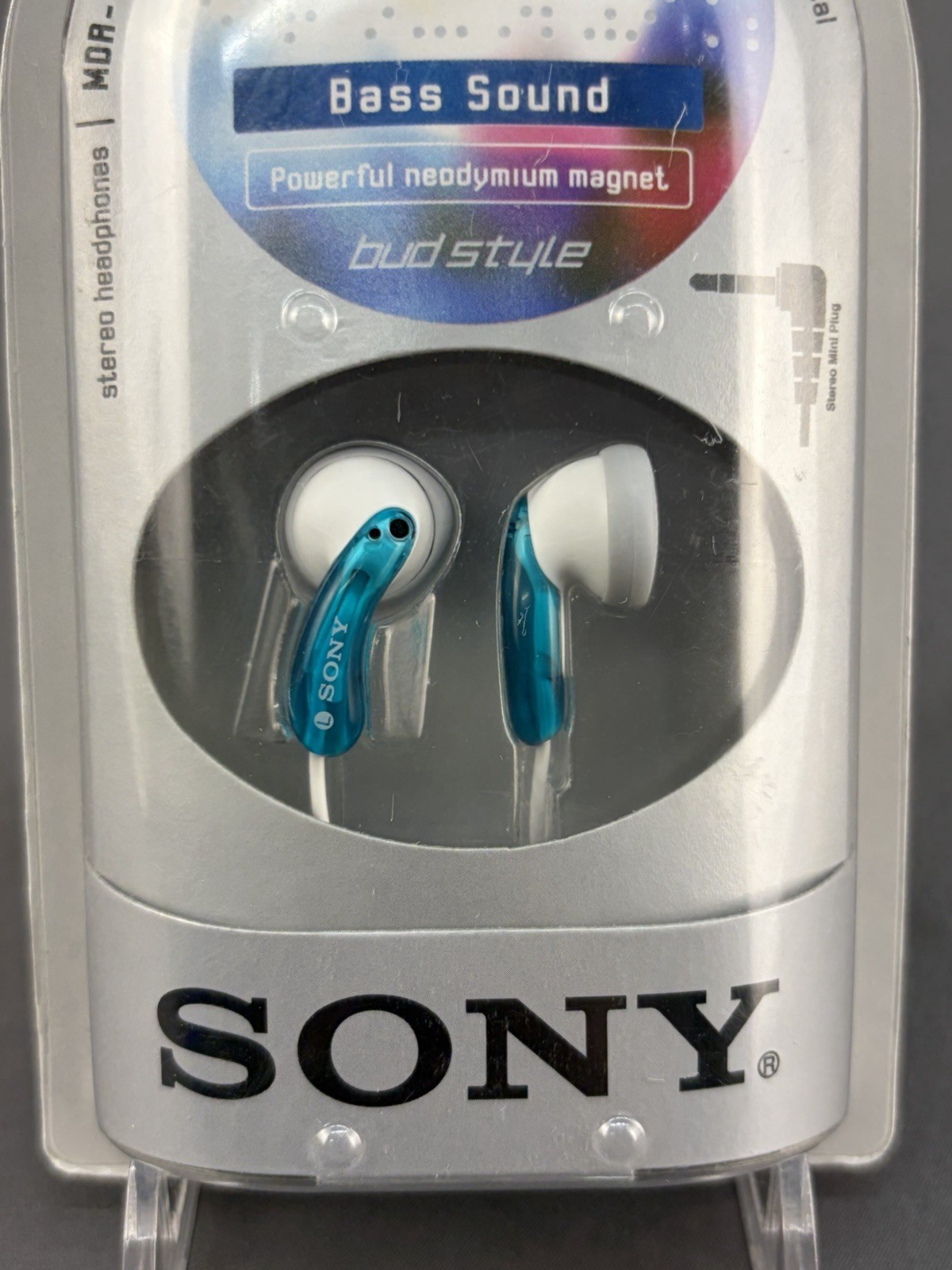 NEW NOS Sony MDR-E10LP In Ear Stereo Headphones Walkman Bass Sound Earbuds Blue