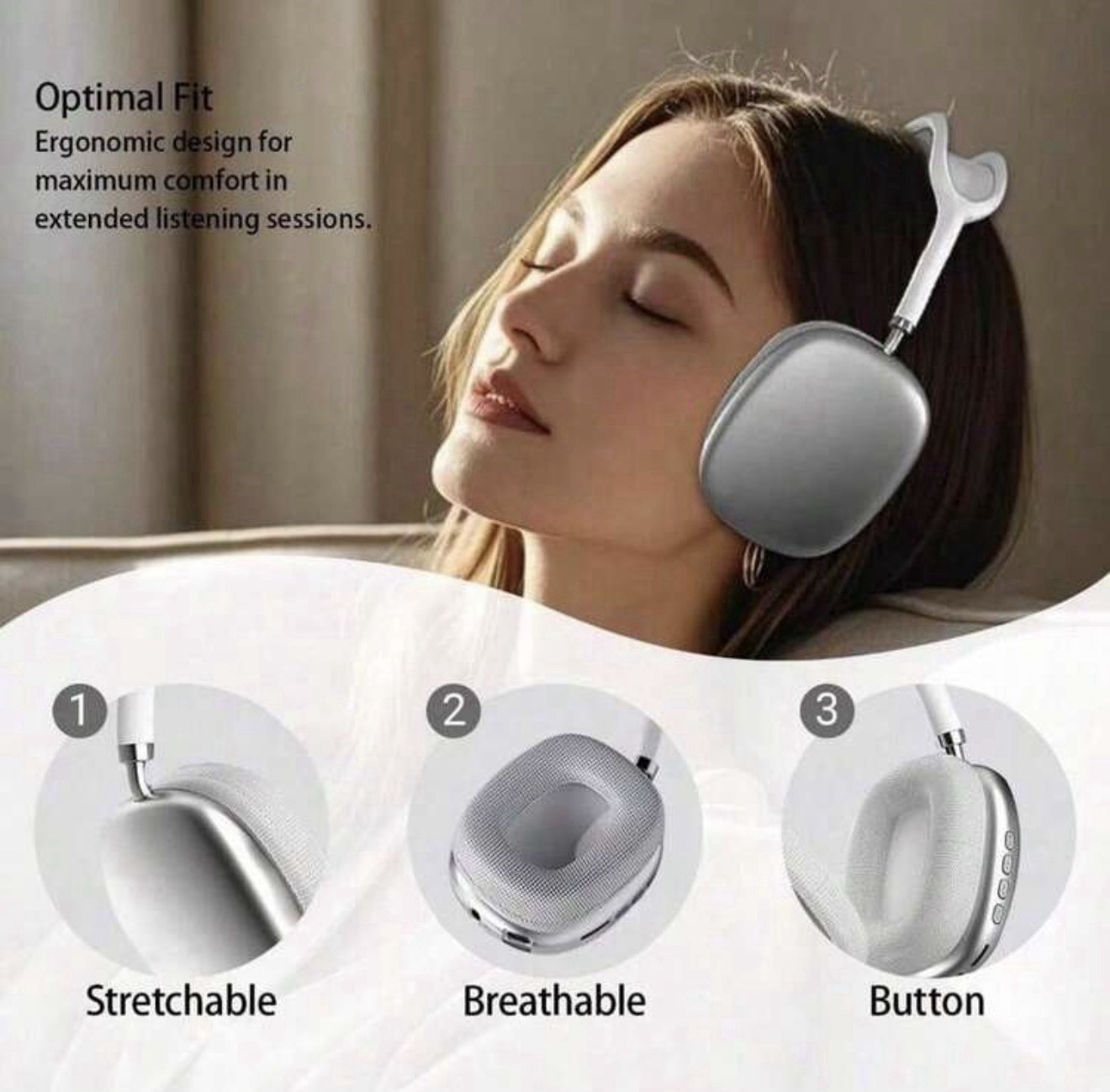 Bluetooth Wireless Over-Ear Headband Headphones Blue Double Earpieces
