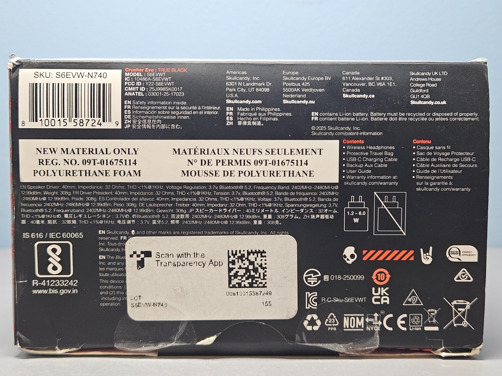 Skullcandy Crusher EVO Wireless Bluetooth Patented Crusher Bass – Parts Only