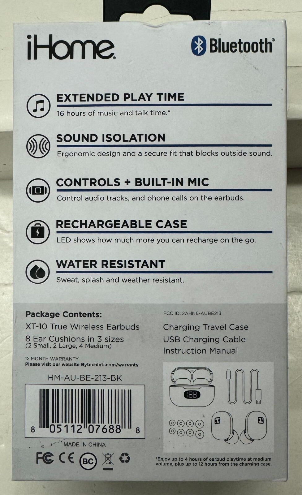 2/$23.99 iHome “XT-10 Bluetooth Wireless Earbuds” (HM-AU-BE-213-BK)