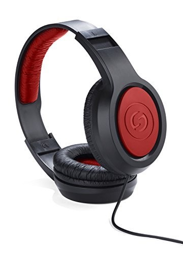 Samson Sr360 Over Ear Dynamic Stereo Headphones Red And Black Lightweight Design
