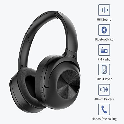 FM Radio Over Ear Headphones, Micro SD Card 30 Hrs Playtime Wireless and Wire…