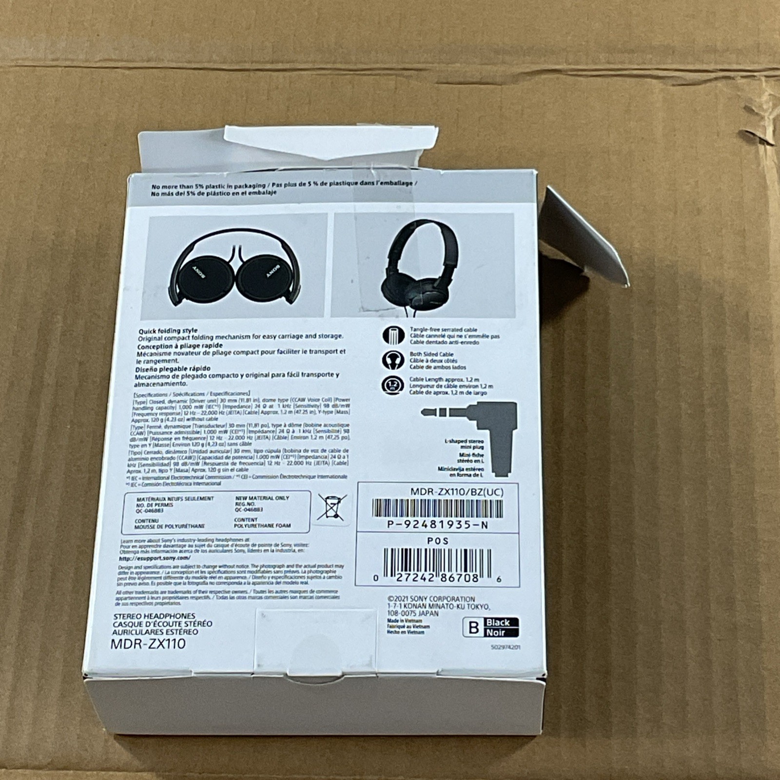 Sony MDR-ZX110 wired Smartphone Headset – Black 1003