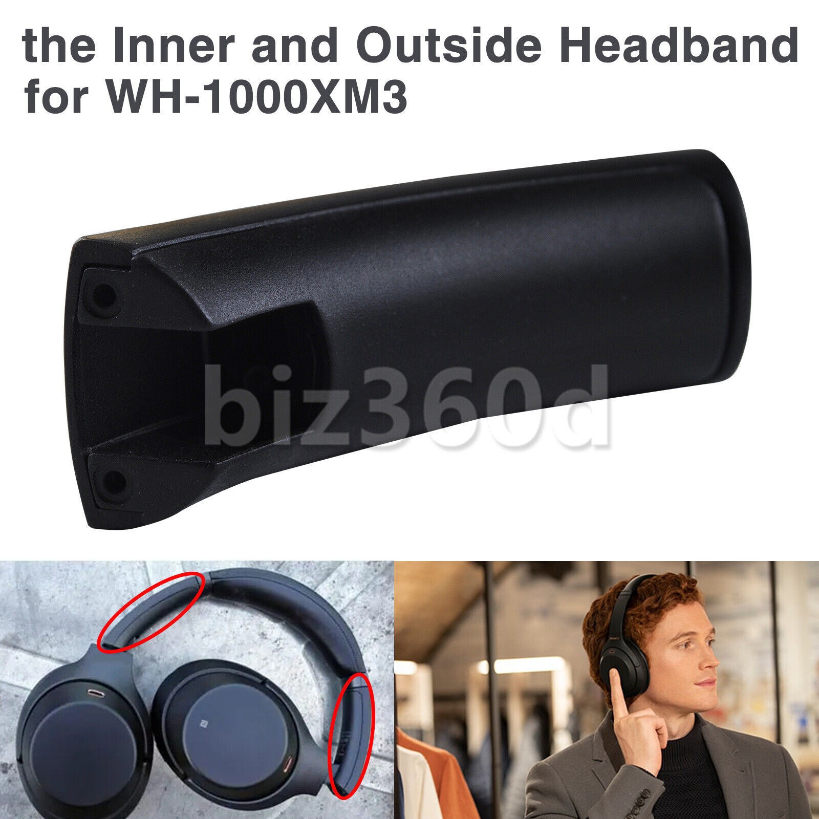 Replacement For Sony WH-1000XM3 Headphone Inner+Outside Side Cover Slider Part