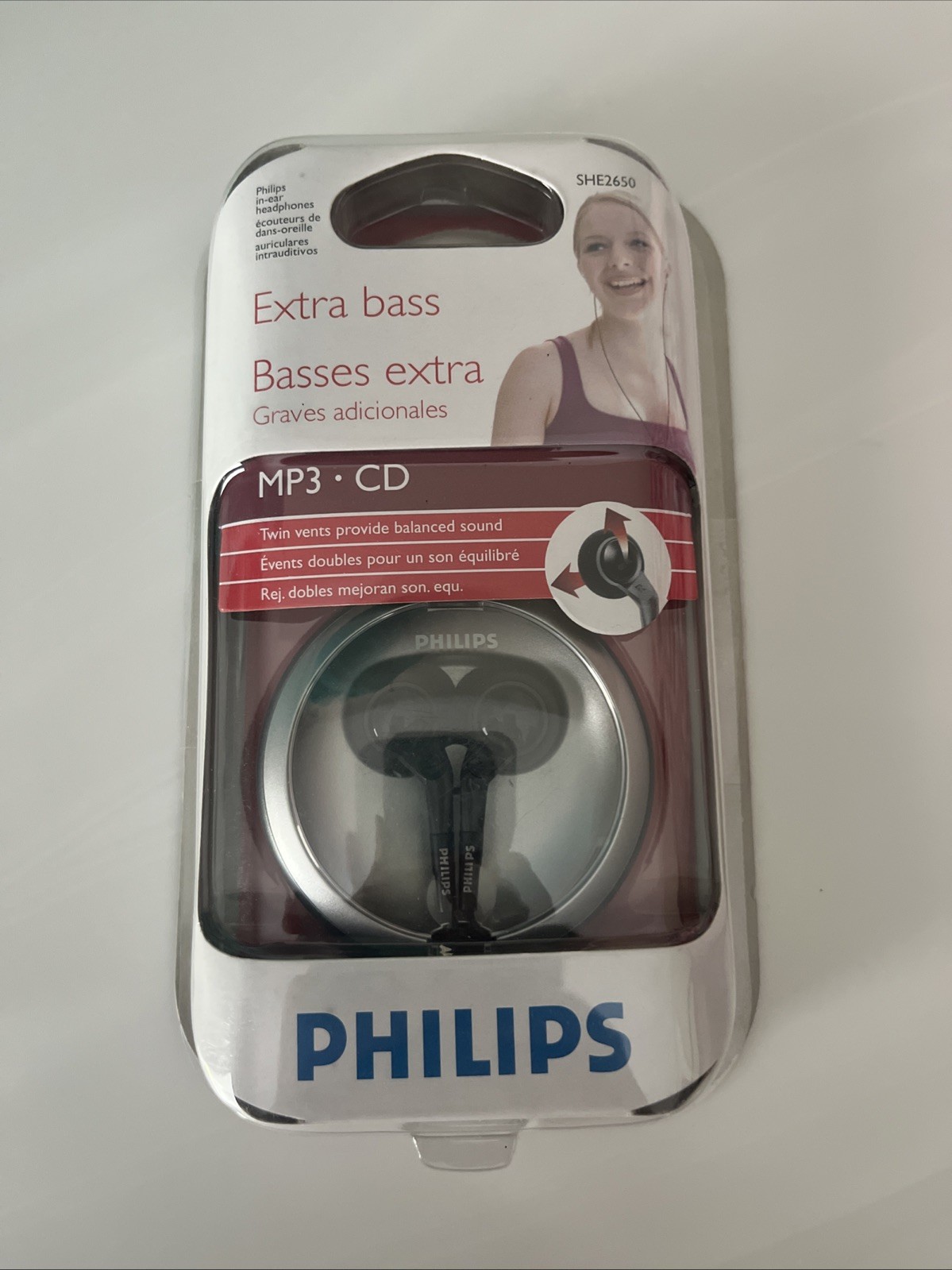 Philips In Ear Headphones SHE2650 Vintage Bass New-Open Box (read description)