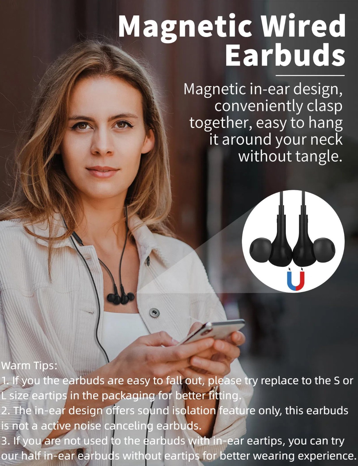 USB C Wired Earbuds with Microphone, Volume Control, Bass Stereo, Noise Cancelin
