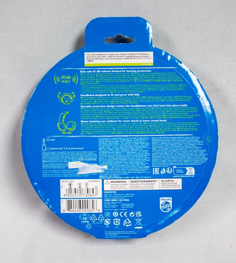PHILIPS Kids wired Headphones Comfortable & Safe Listening Blue & Green