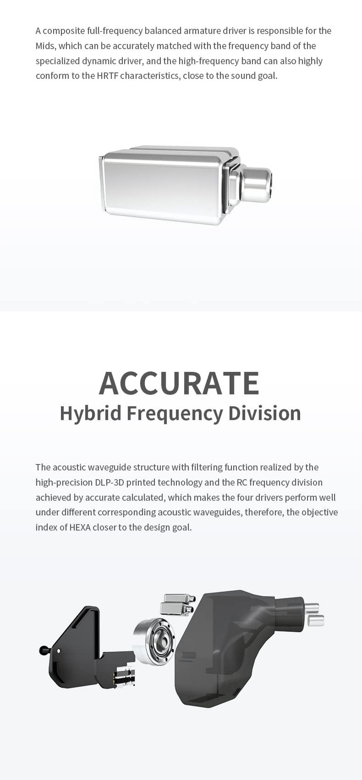 Black Hybrid Headphones with 1DD 3BA Drivers and DLP 3D Printed Cavity