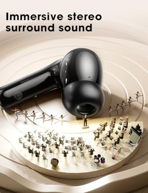 Wireless Earbuds Deep Bass Sound Ear Buds, Bluetooth 5.3 Headphones 48H Black