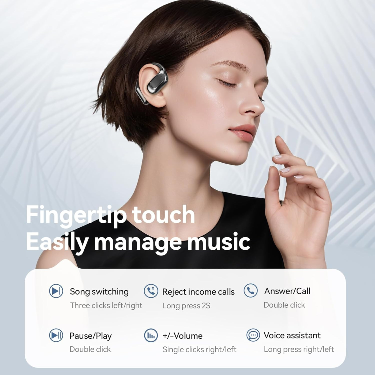 Open Ear Headphones Bluetooth Wireless over Ear Earbuds with Ergonomic Earhook E