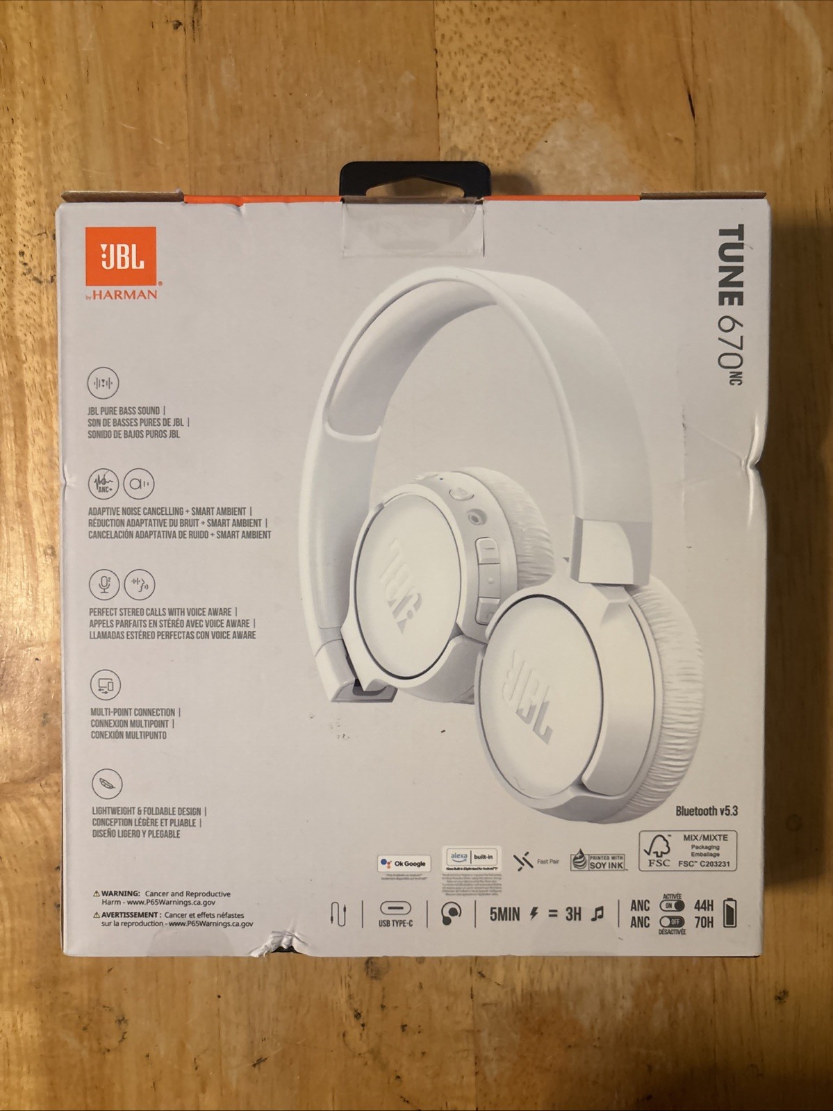 JBL Tune 670NC Noise Cancelling Wireless Headphones (JBLT670NCWHTAM).. FREE S&H!