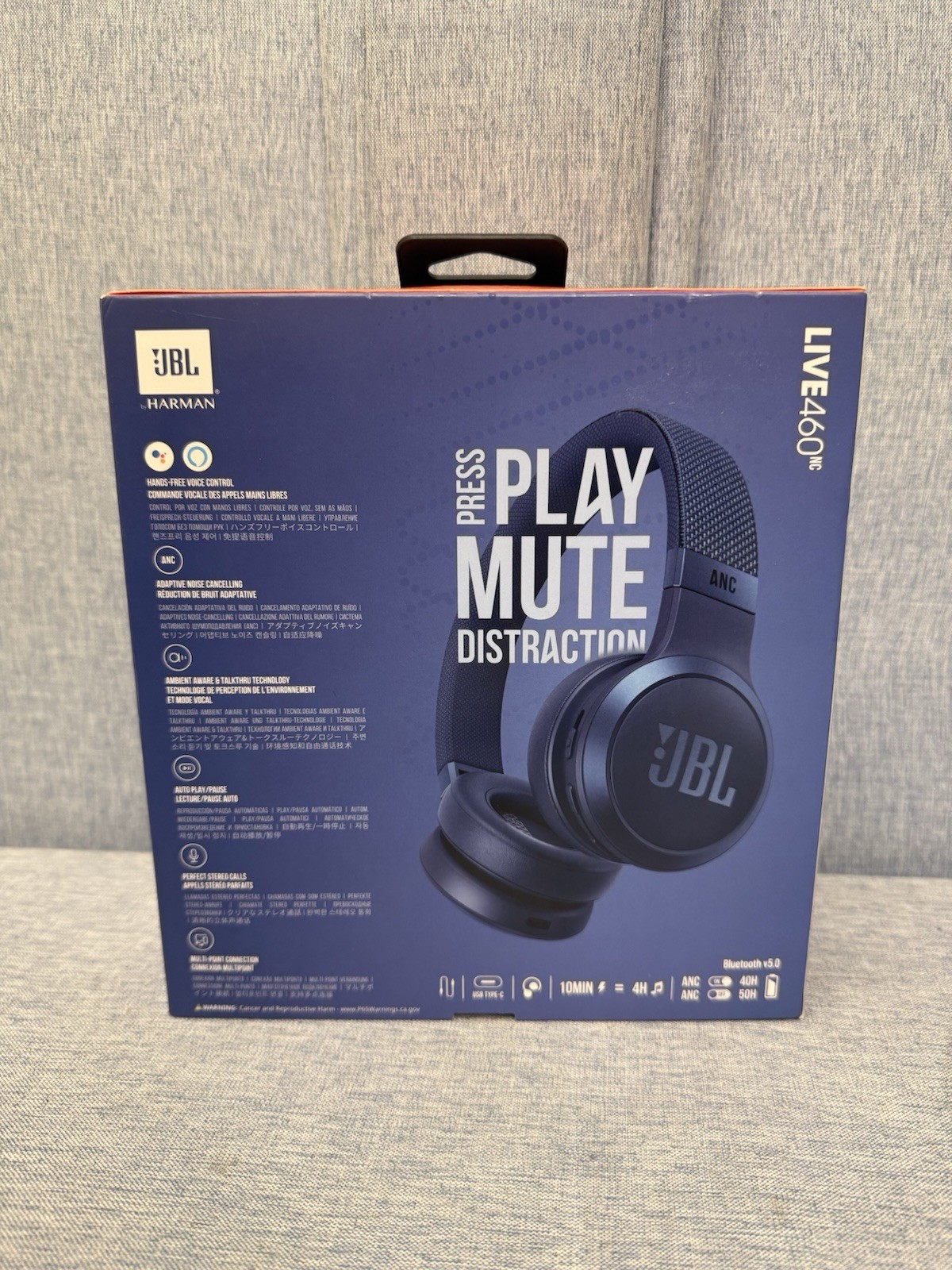 JBL Live 460NC Wireless Bluetooth Noise Cancelling On Ear Headphones Black