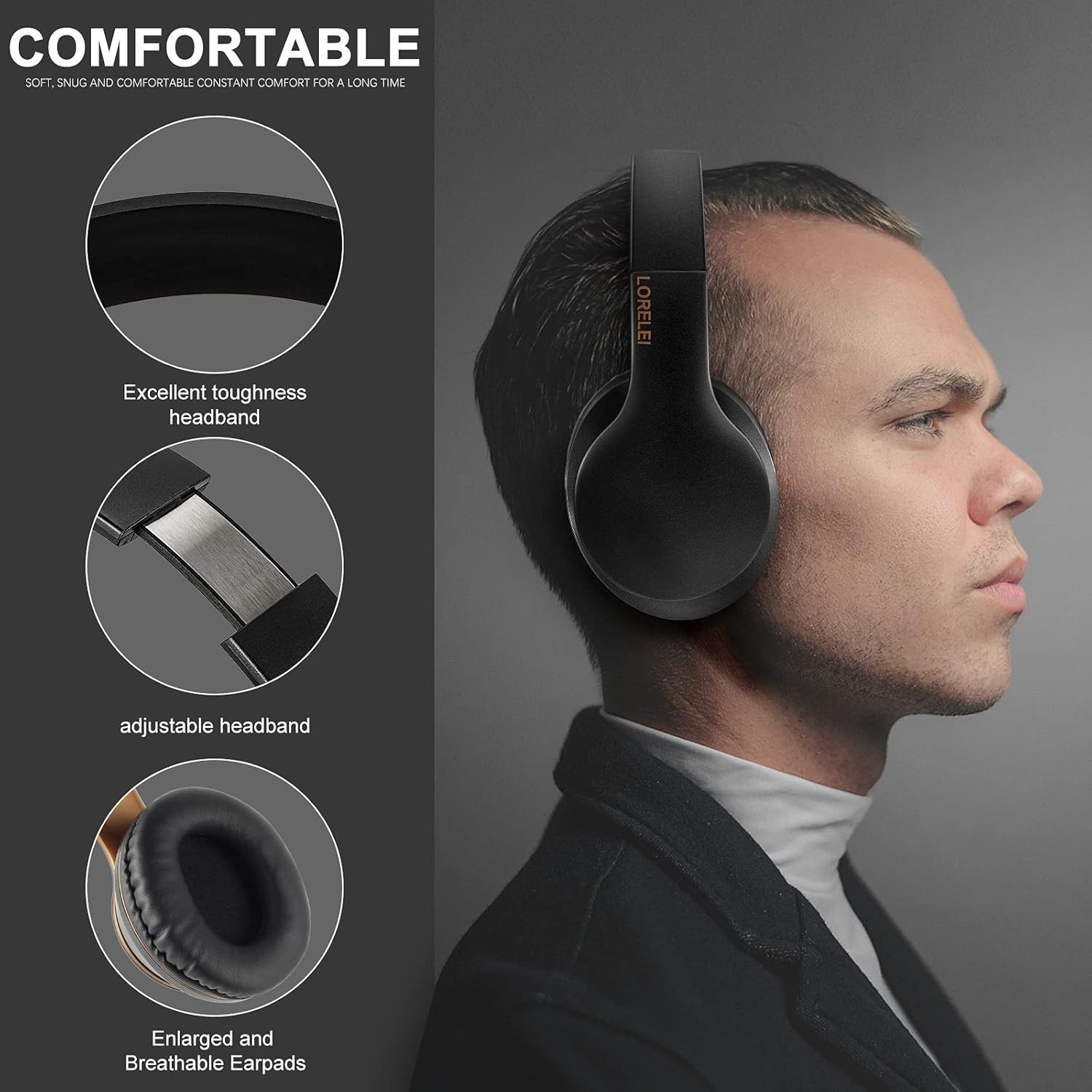 Comfortable Over-Ear Headphones with Passive Noise Control and Media Control