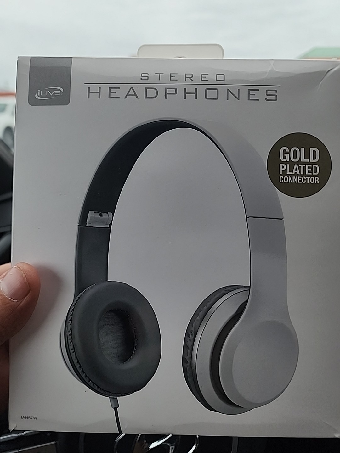 iLive IAH57B Stereo Headphones Folding Gold Plated Connector White and gray New