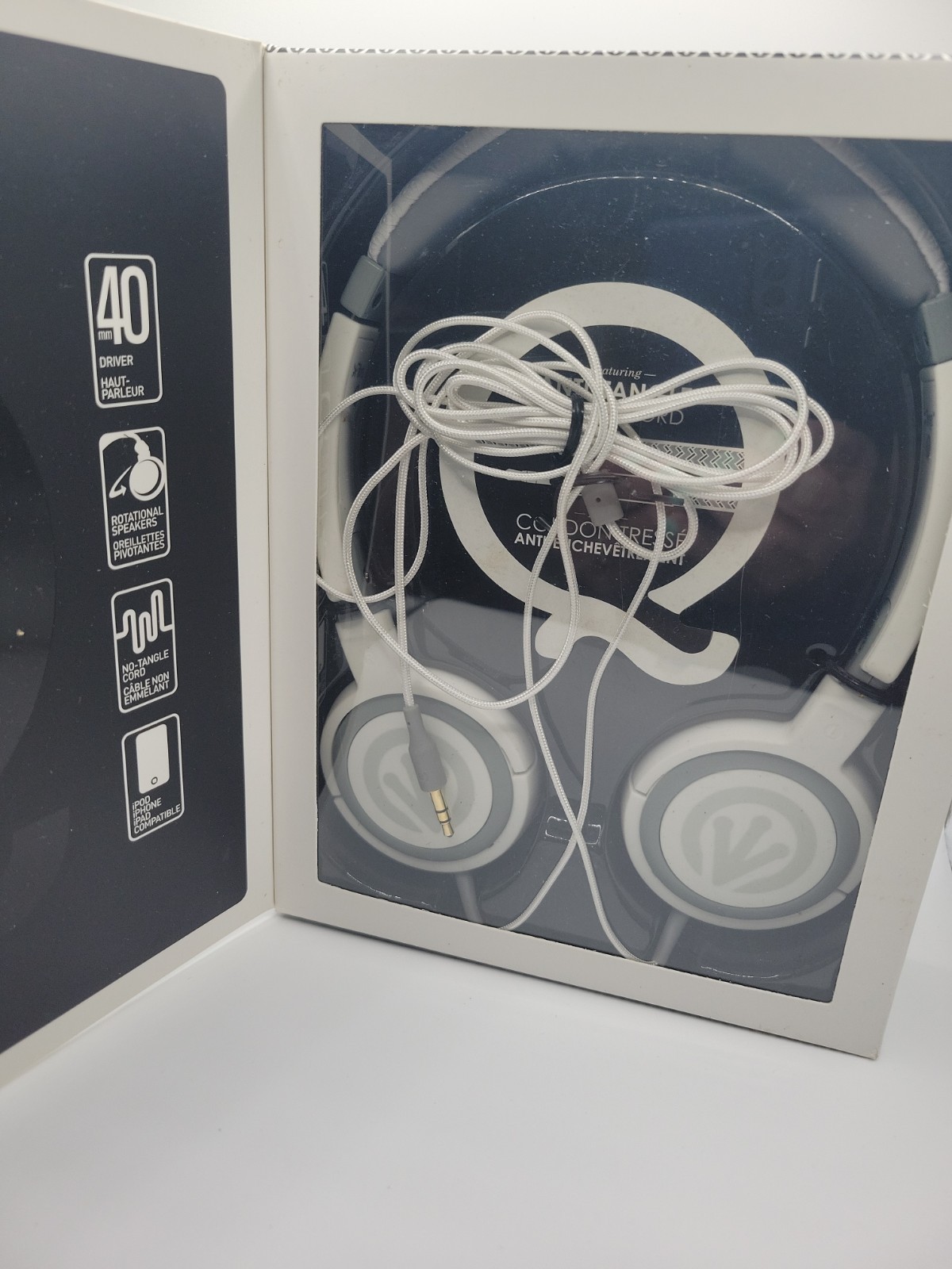 iFrogz Frequency On-Ear Foldable Headphones 40mm Driver – White | New Open Box