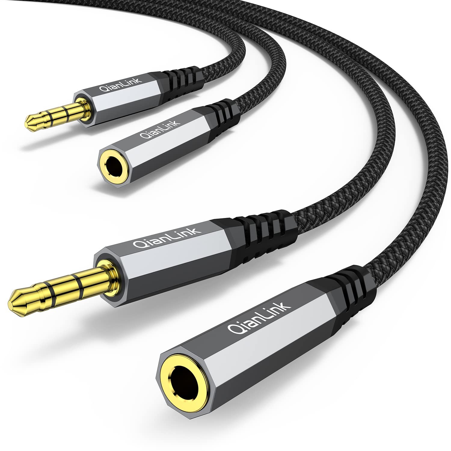 QianLink Headphone Extension Cable, (2-Pack, 6.6ft) 3.5mm Extension Audio Male t