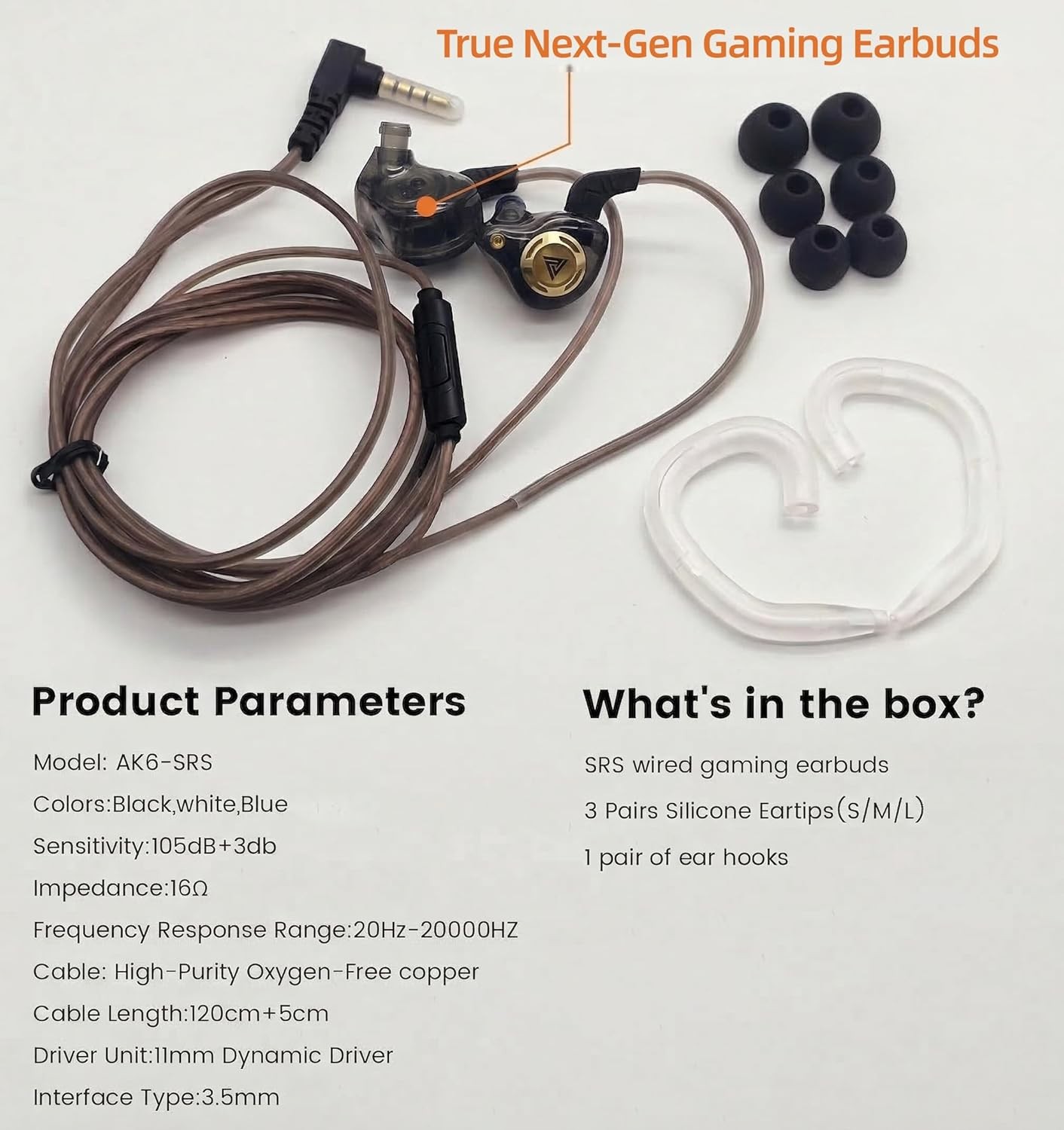 Gaming Earbuds with MIC, in Ear Monitor Headphones Music Video Calling (Black)