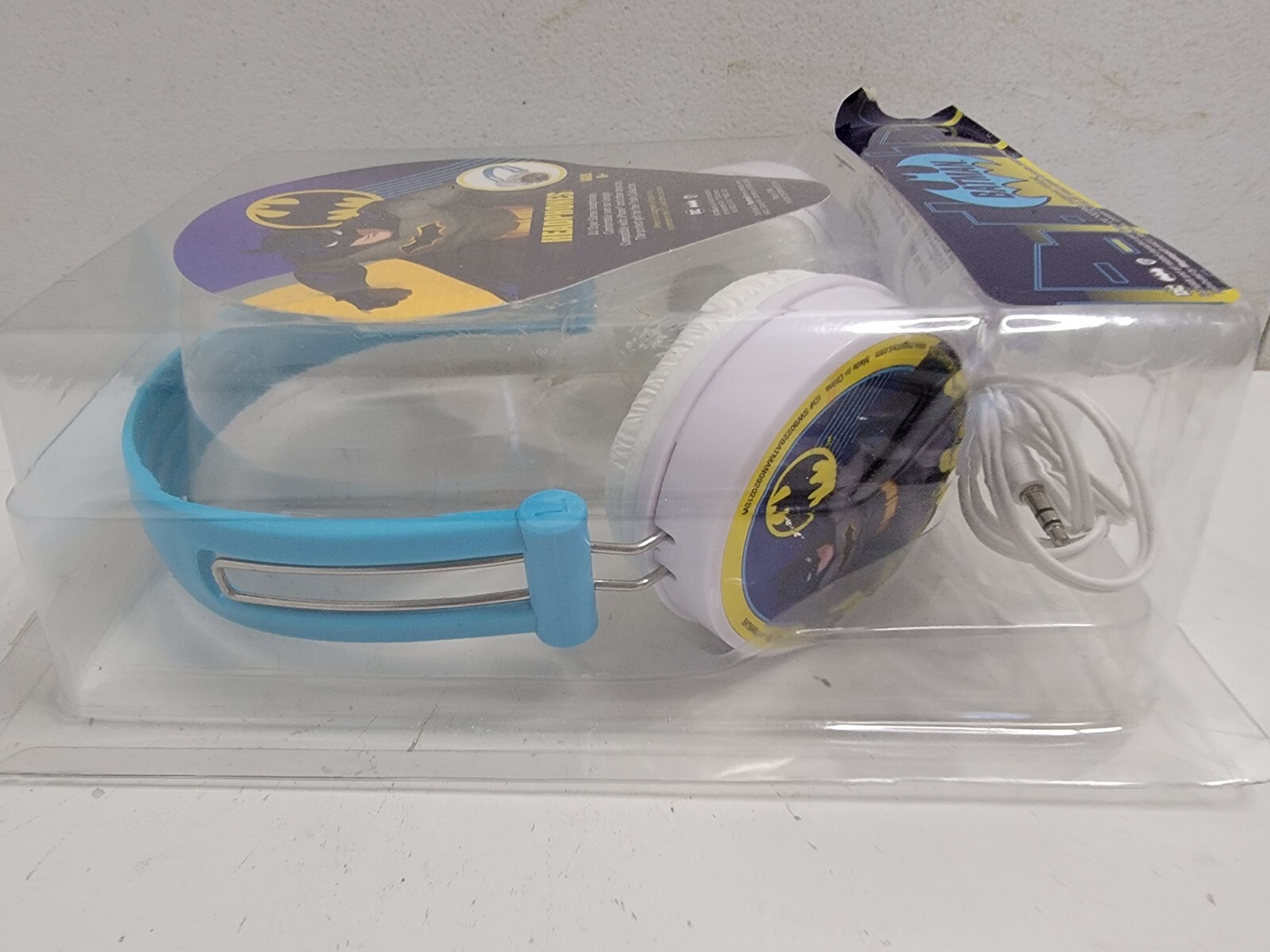 Batman Head Phones Blue White Unused Audio Jack Portable Music