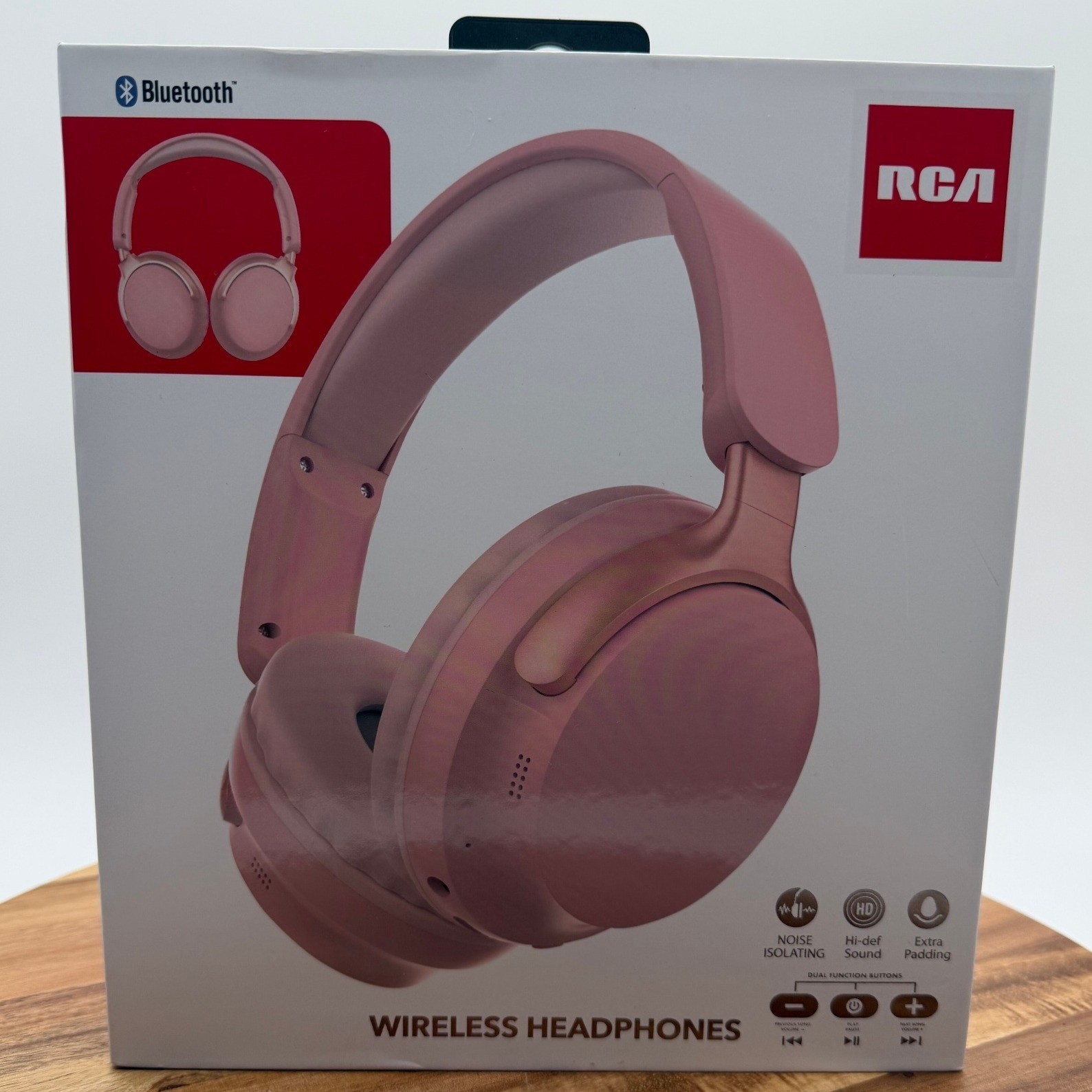 RCA Pink Wireless Headphones WAVE-58 & Sport Comfort Earbuds Bluetooth Bundle