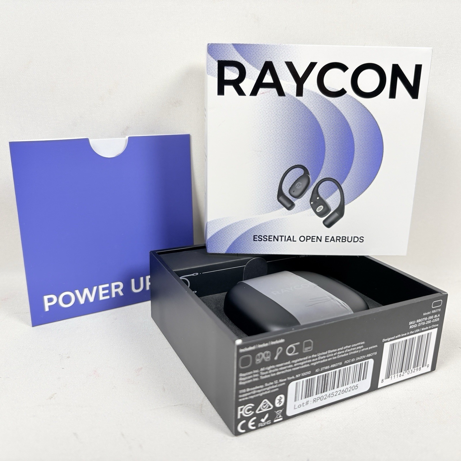 Raycon Essential Open Ear Earbuds Wireless Bluetooth Sweat Resistant 36H Black