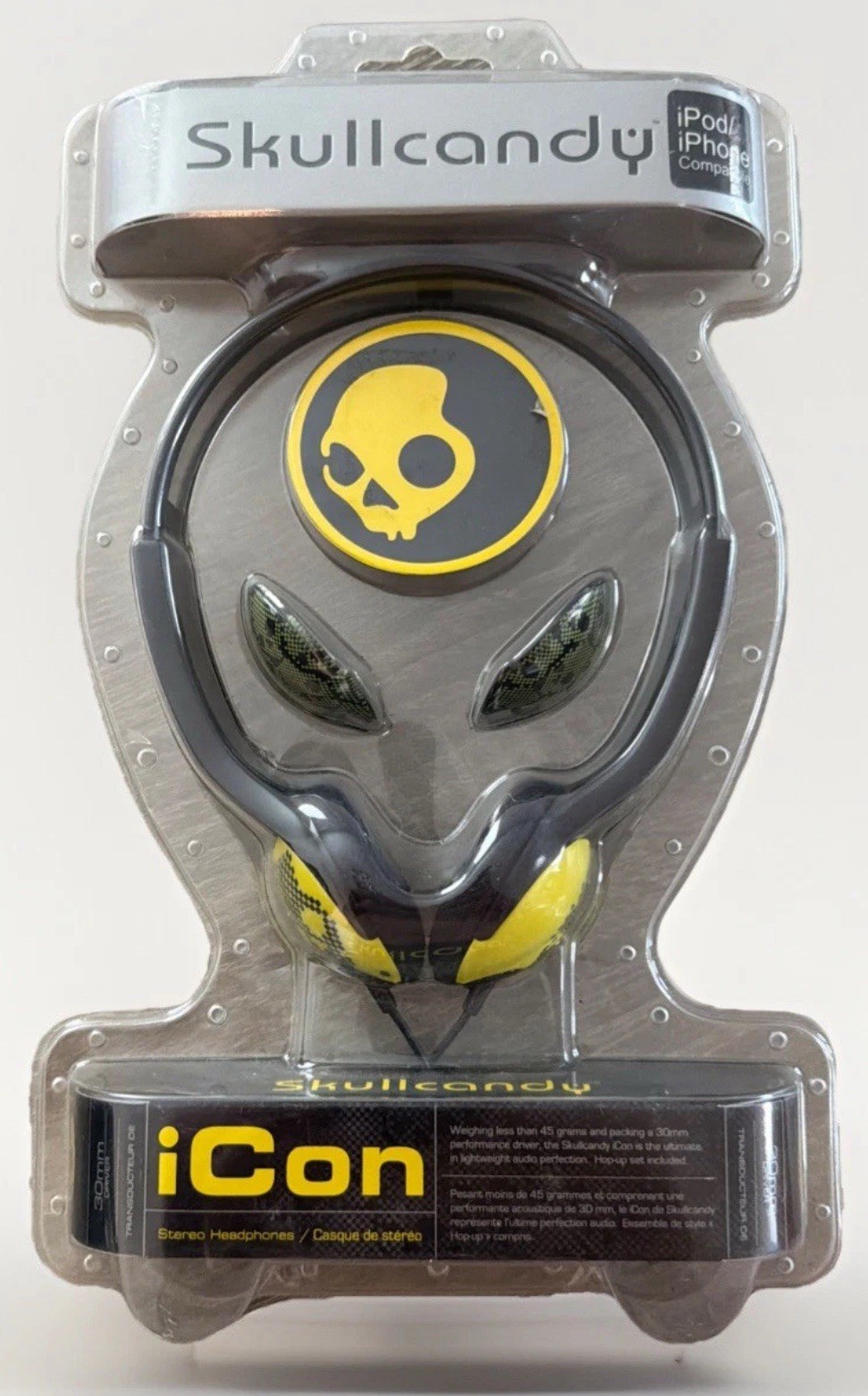 Black & Yellow OG skullcandy Icon Recruit 30mm Driver Original Quality LOUD Rare