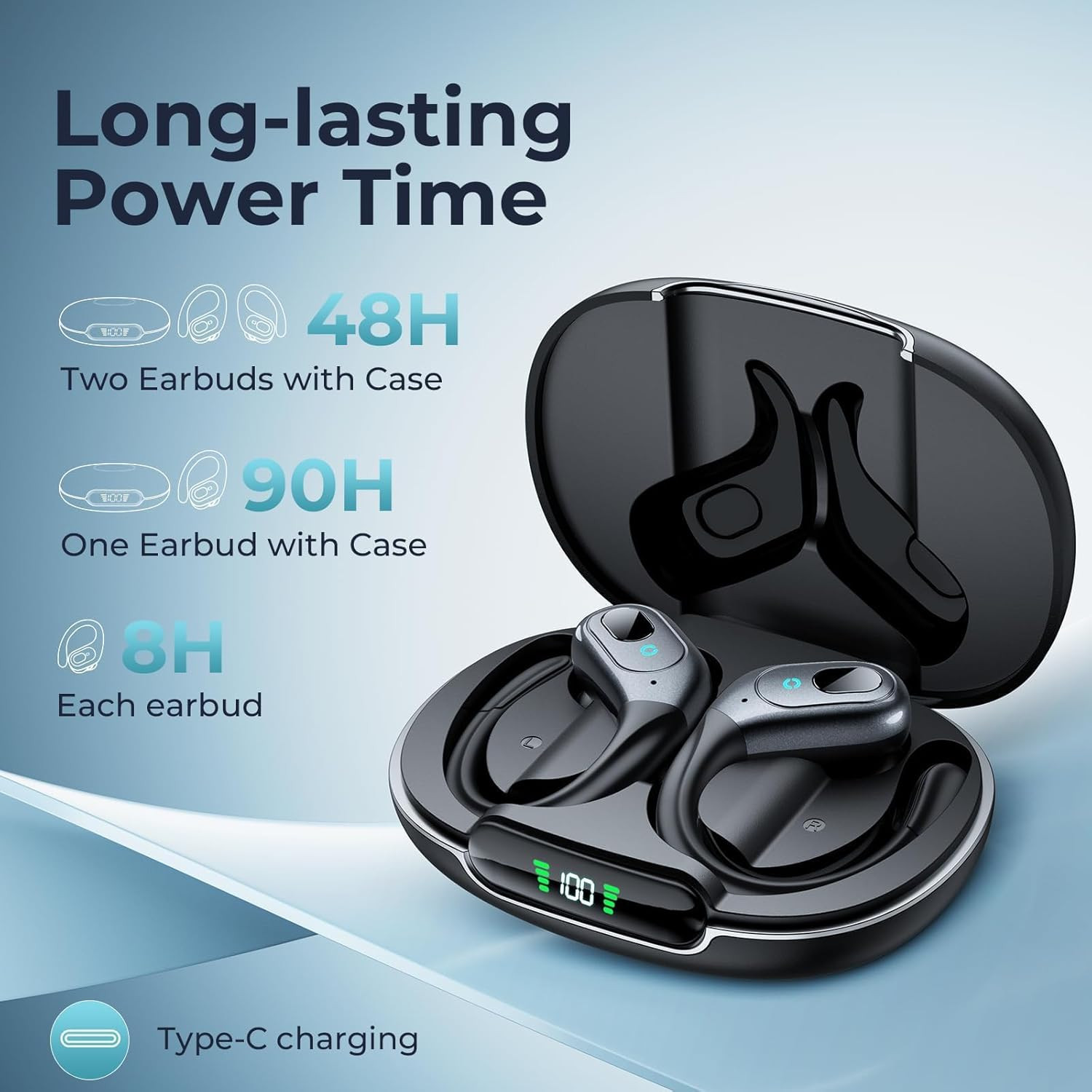 Wireless Active Noise Cancelling Earbuds, 90Hrs Playtime, IPX7 Waterproof