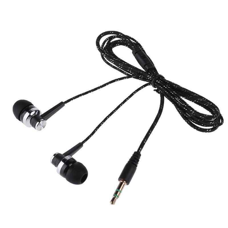 Corded Earbuds Tangle-Free Braided Cable Wire Extra Bass Silicone Tips Mic