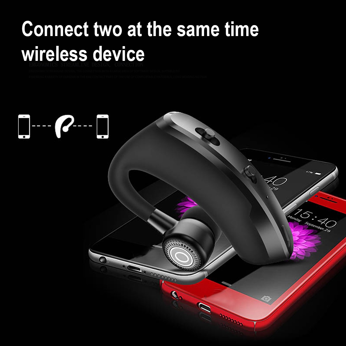 Bluetooth 5.2 Earpiece Wireless Headset Noise Cancelling Earbuds Driving Trucker