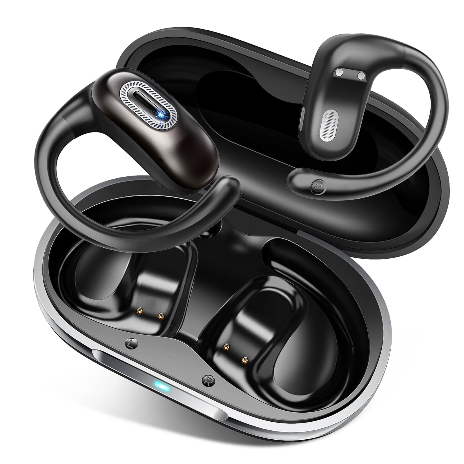 Open Ear Headphones, Bluetooth 5.4 Earbuds, 50H, Air Conduction Ear Buds, HD …
